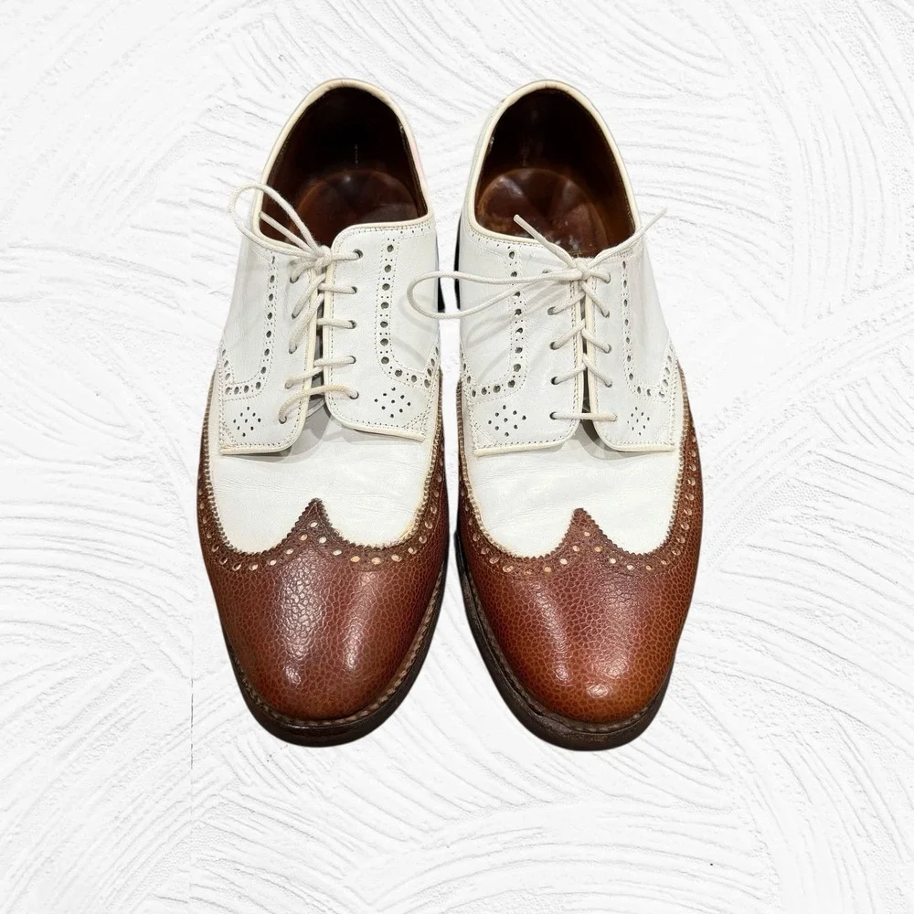 Vintage Crockett & Jones Barney's Mens Golf Shoe 9.5D Brown White Wingtip Oxford